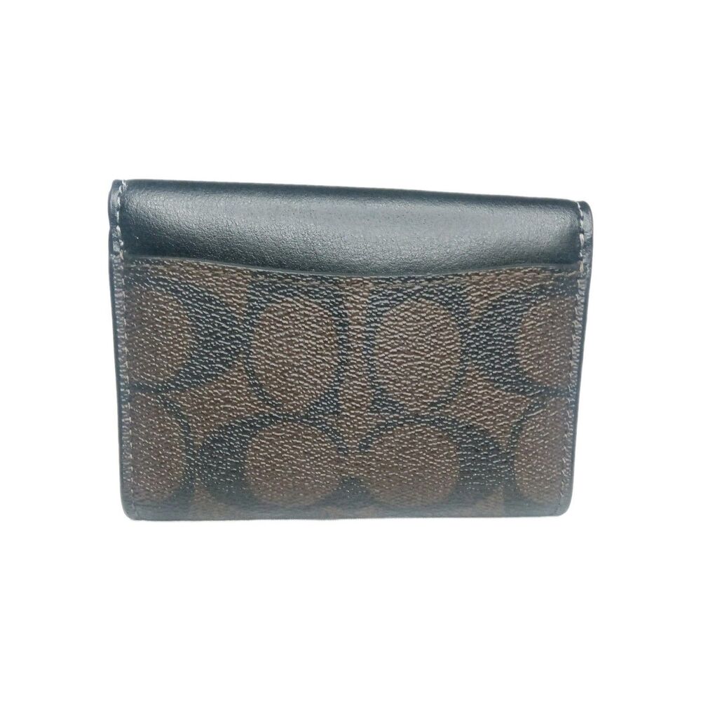 Coach Flap Card Case In Signature Canvas Brown Card Wallet - Picture 4 of 7